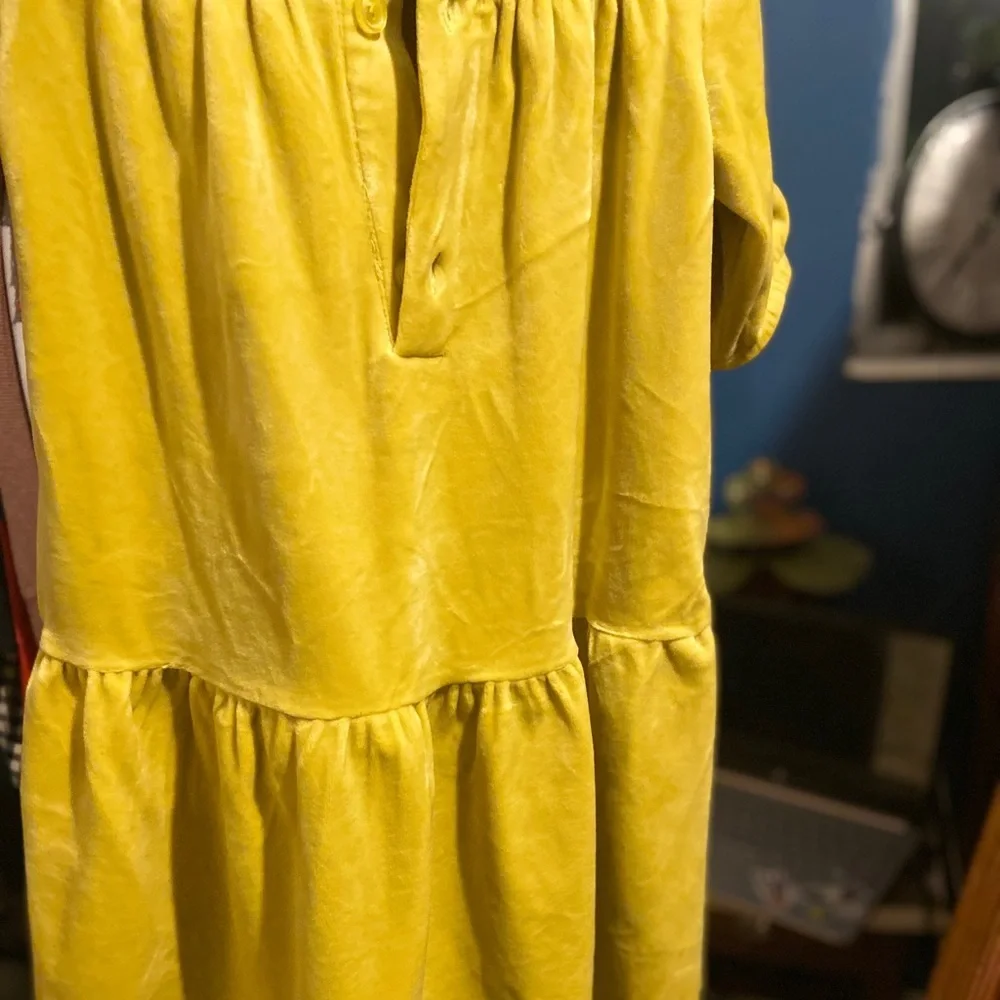 FUNDRAISER ITEM-Hanna Anderson Velvet dress girls size 5 chartruese - Picture 10 of 15